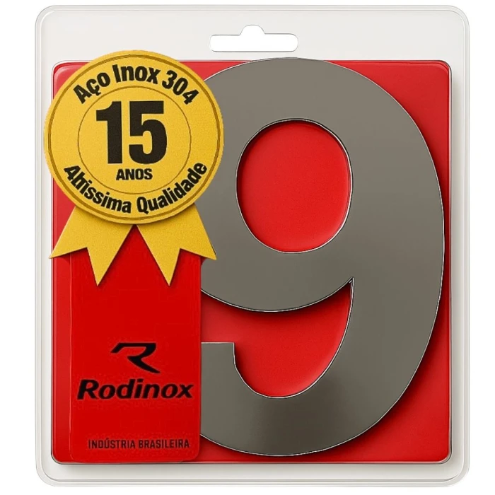 Numero 9 Aço Inox Espelhado 150Mm 1054 Rodinox