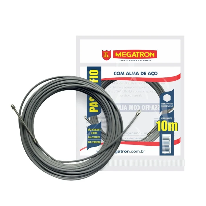 Passador De Fio 10 Metros Cor Cinza Megatron Unidade Passador De Fio 10 Metros Cor Cinza Megatron Unidade