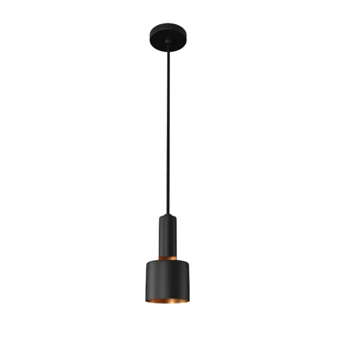 Pendente Attena Roma Cilindro 1xE27 15W Preto e Cobre Usado