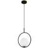 Pendente Dubai Circulo Preto com Globo Leitoso Médio Bivolt