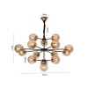 Pendente Led Jabuticaba Cor Preto e Âmbar 15XE27 Nordecor