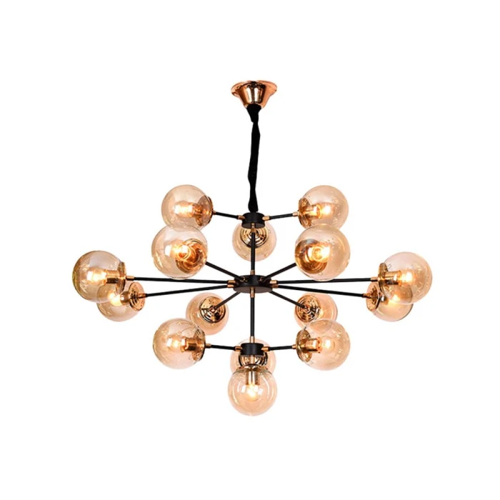 Pendente Led Jabuticaba Cor Preto e Âmbar 15XE27 Nordecor