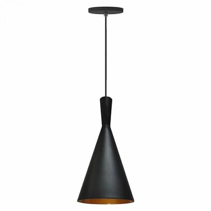 Pendente Moderno Reflex Para 1XE27 Cor Preto C/ Cobre Glight