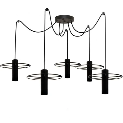 Pendente Moderno vintage Trevo Aranha Preto 5x 60W Bivolt