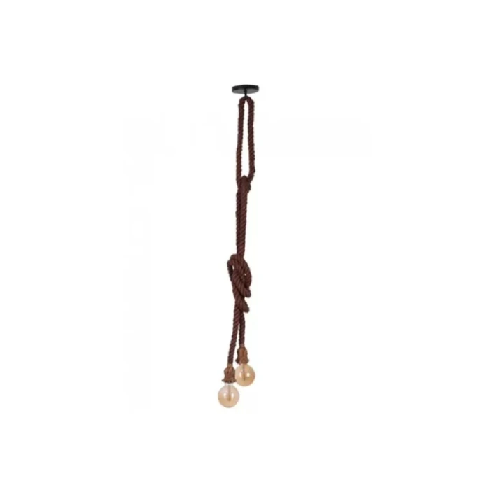 Pendente Rustico Corda 180cm 2 Lâmpadas Nordecor Marrom