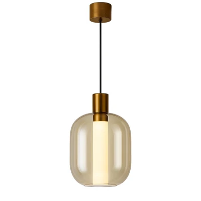 Pendente Spia 13x26Cm 4W Dourado E Ambar Sky-4088 Skylight