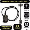 Pendente Vintage Para Residência Com Cabo Preto 1x E27