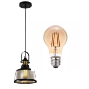 Pendente Vintage Soho Âmbar Redondo Preto + Lâmpada 2400K