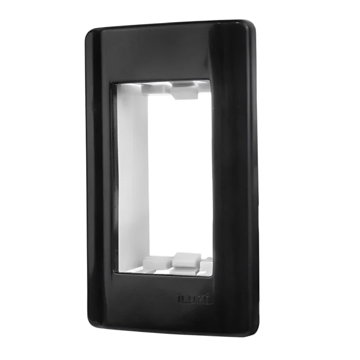 Placa 1 Modulo C/ Suporte Preto Retangular Ilumi 85024