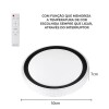 Plafon Led Redondo Kenle 50cm 36W 3 Tons De Luz Preto