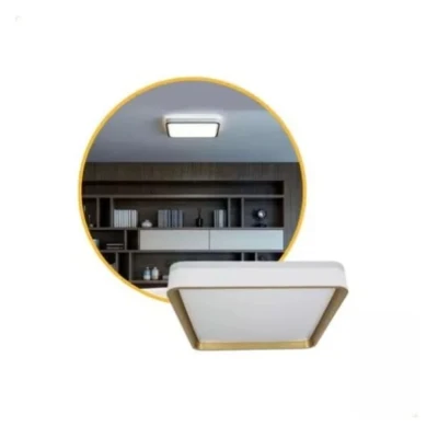 Plafon Led Yael 36w 3/4/6k Bivolt Dourado Quadrado Luminatti