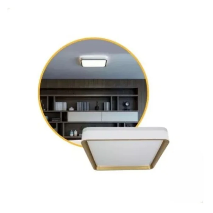 Plafon Led Yael 36w 3/4/6k Bivolt Dourado Quadrado Luminatti