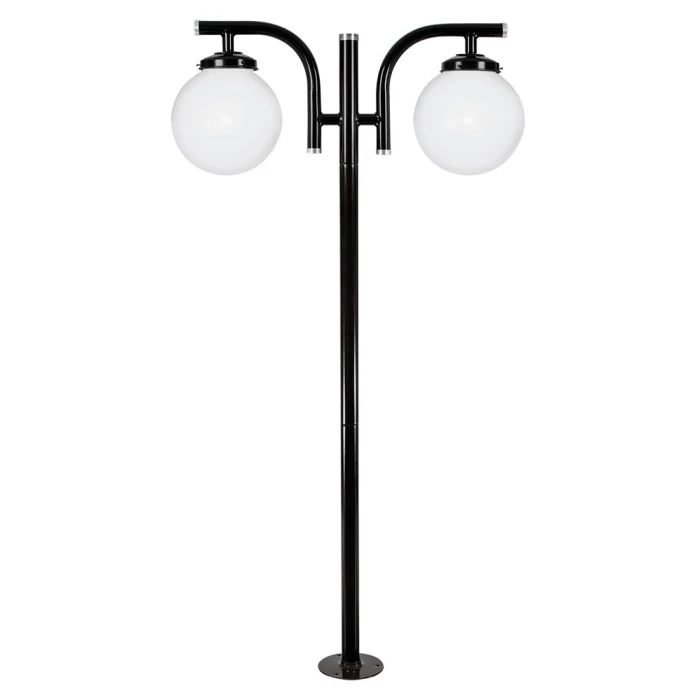 Poste De Jardim 1.74m Globo Com Boca 15 2xE27 Preto Blumenau