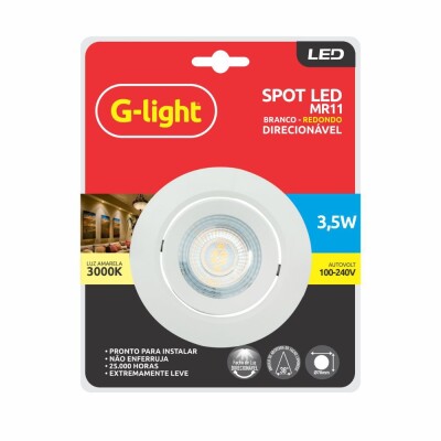 Spot Led Redondo Mr16 4W 4000K Branco Autovolt G-Light