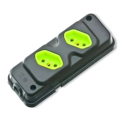 Tomada Em Barra Robust 2T 2P+T Preto Verde Com Proteção