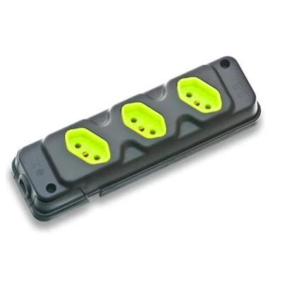 Tomada Em Barra Robust 3T 2P+T Preto/Verde 20A 250V