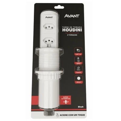 Torre De Tomadas Houdini 2t Automático Branco Embutir 127/220v