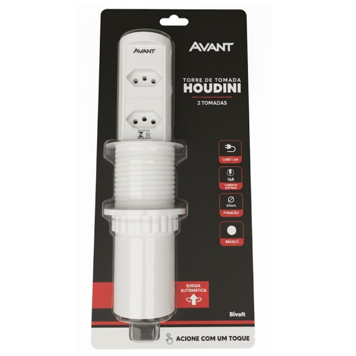 Torre De Tomadas Houdini 2t Automático Branco Embutir 127/220v